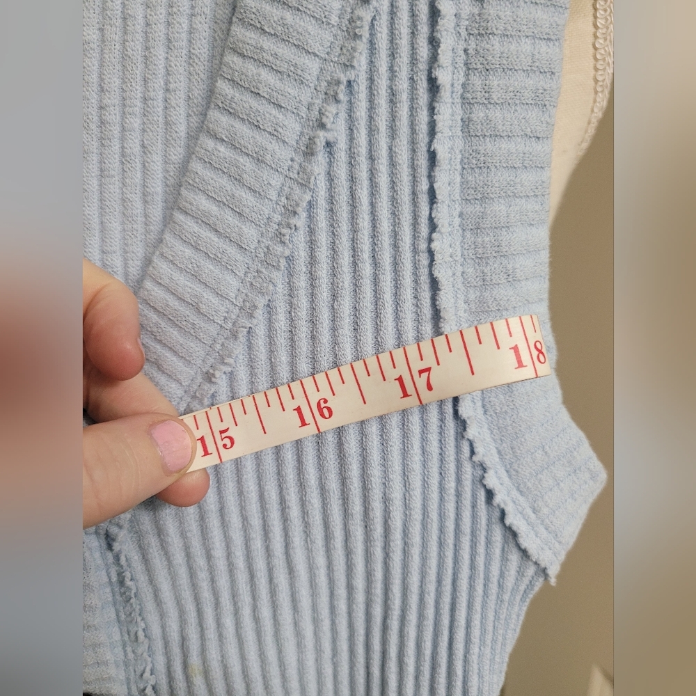 Blue Ribbed Button-Up Vest - Picture 5 of 5